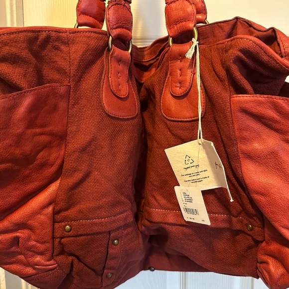 Free People Waverly Tote Weekender Canvas Leather Tote Bag 🔖NWT🔖 $138 - Picture 9 of 14